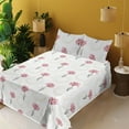 thumbnail image 2 of Ambesonne Lotus Flowers Fitted & Flat Sheet with Shams 4 Pcs Set, Art of Modern Floral, Full, Ivory Pale Pink, 2 of 5