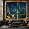 thumbnail image 6 of Sprawling Futuristic Cityscape With At Night Dominated by, Mystical Fantasy for Space Lovers, Galaxy Room Decor, Housewarming Gift, Tapestry Wall Hanging for Bedroom and Dorm, 6 of 7
