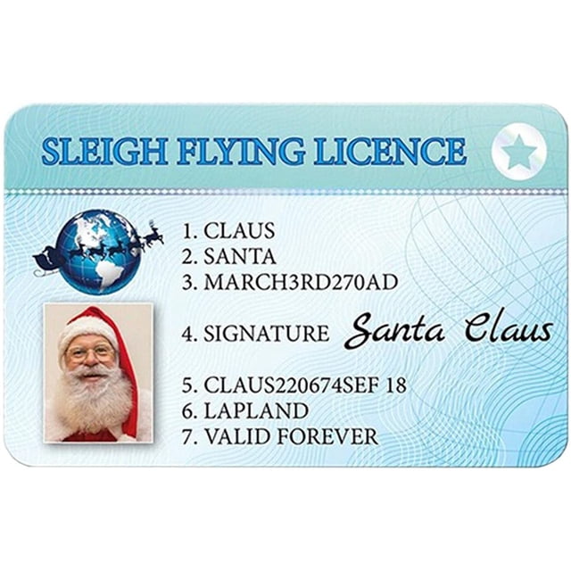 Santa Lost Flying Licence, Santa Driver's License, Plastic Santa Claus Father Driving Licence Style(Style 2)