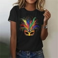 thumbnail image 2 of Erwazi Mardi Gras T-Shirt for Women Graphic Printed Short Sleeve Crew Neck Carnival Party Shirt Top, 2 of 6