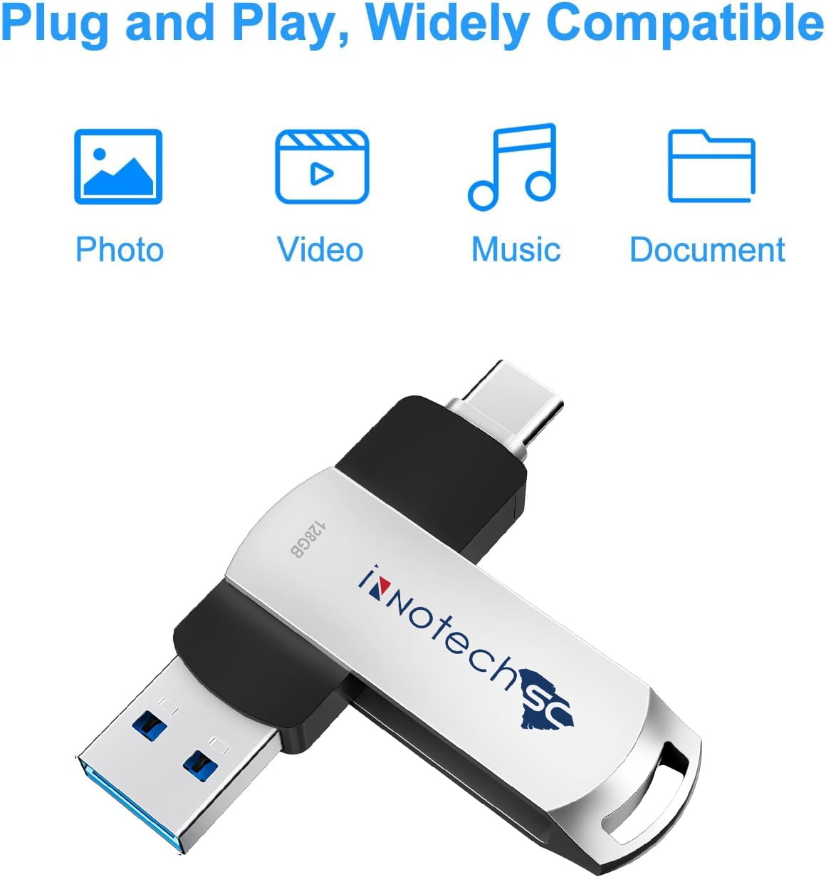 USB Flash Drive 128GB for Phone Photo Stick High Speed Thumb Drive USB C Memory Stick BEIMI External Storage Compatible Phone Pad Pro Android USB C and Computer