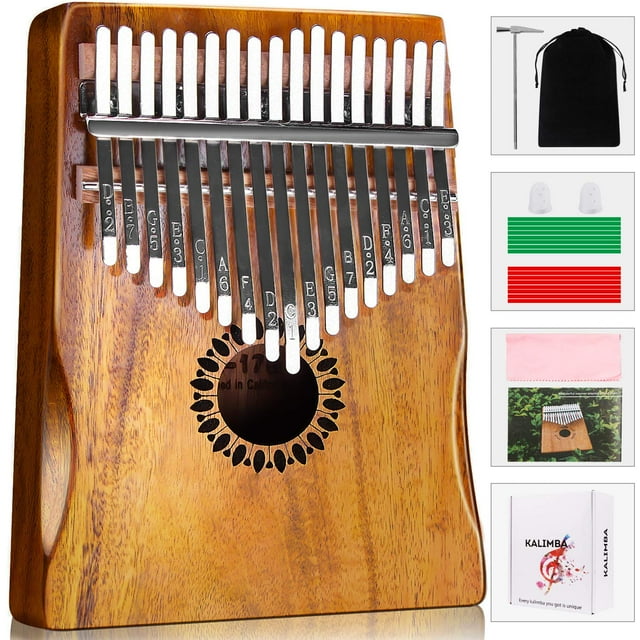 Piano Kalimba Thumb Newlam de madera de 17 teclas con accesorios