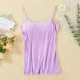 thumbnail image 2 of ManxiVoo Vest for Women Bras Top for Women Tank Tops Adjustable Strap Sleeveless Basic Solid Camisole V Neck Camisole with Built in Padded Bra Vest Tank Tops Purple S, 2 of 4