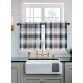 thumbnail image 2 of Blue Brown Plaid Tier Curtains 24 Inch Length,Sheer Curtains for Bedroom Living Room Window Modern Abstract Striped Gingham Checked Small Half Window Kitchen Curtains & Drapes 27.5"x24" 2 Panels, 2 of 6