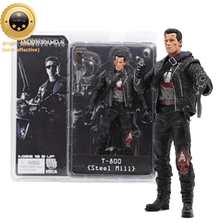 SenMing Terminator Series T-800 Schwarzenegger Dual-Wielding Guns Battle-Damaged Poseable Action Figure, Collectible Doll
