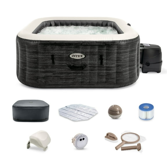 Intex PureSpa Plus Inflatable Square Hot Tub with Maintenance Accessory Kit