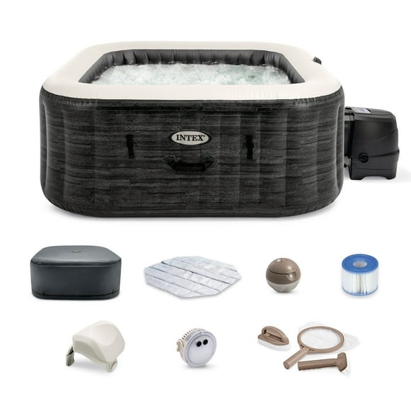 Intex PureSpa Plus Spa Carré Gonflable avec Trousse d'Accessoires d'Entretien