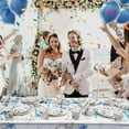thumbnail image 5 of 169 pcs Blue Wedding Decorations, Mr and Mrs Wedding Disposable Dinnerware, Floral Printed Bridal Shower Plates and Napkins Sets, Paper Plates Cups Party Supplies, Serve 24 Guests, 5 of 8