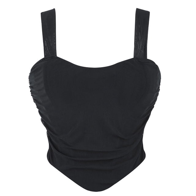 Corsé vintage con tirantes y estampado de vendaje para mujer, top tipo corsé de dacrón.