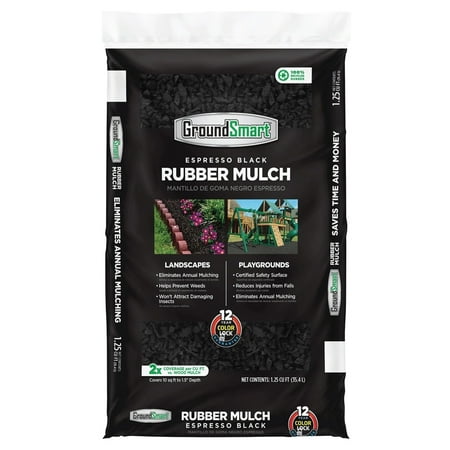 GroundSmart Black Rubber Mulch  1.25 Cubic Feet