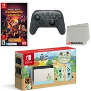 Nintendo Switch Console Animal Crossing: New Horizons Edition with Extra Wireless Controller, Minecraft Dungeons Hero Edition and Screen Cleaning Cloth