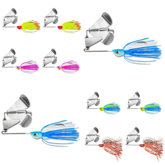 10 Pcs Spinner Baits, Multicolor Topwater Fishing Lure Buzzbait Kit, Metal Bass Trout Salmon Spinneraits Buzz Baits Swim Jigs for Freshwater Saltwater