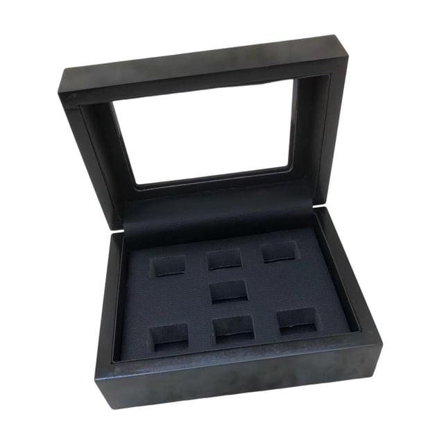Estuche de exhibición para anillos de campeonato, de cuero sintético, con interior de cuero, versátil, para exhibir anillos de premio y organizarlos. 7 hoyos