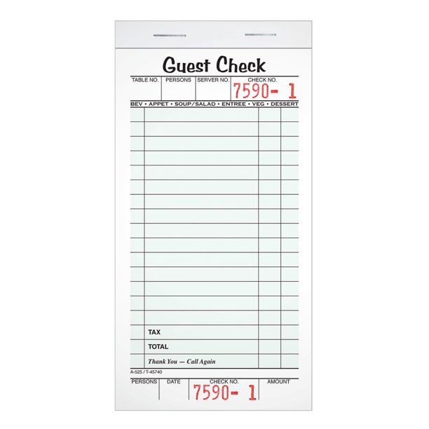 Adams Guest Check Pads Single Part White 3 2 5 X 6 1 4 50 Sheets Per Pad 10 Pads Per Pack Walmart Com Walmart Com