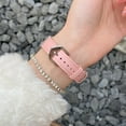 thumbnail image 3 of Leather Band Compatible for Apple Watch Bands Women 42/44/45/46/49mm Dressy Heart Design Slim Leather Strap with Adjustable Buckle Bracelet for iWatch Series 10/9/SE/8/7/6/5/4/3/2/1/Ultra, Pink, 3 of 8