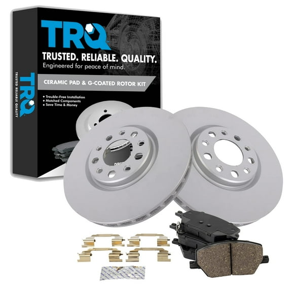 TRQ Front Brake Pad & Rotor Kit Brake Pads Brake Rotor Ceramic Premium G-Coated Fits Select 2016-2019 Fiat 500X 2018-2021 Jeep Compass 2015-2020 Renegade