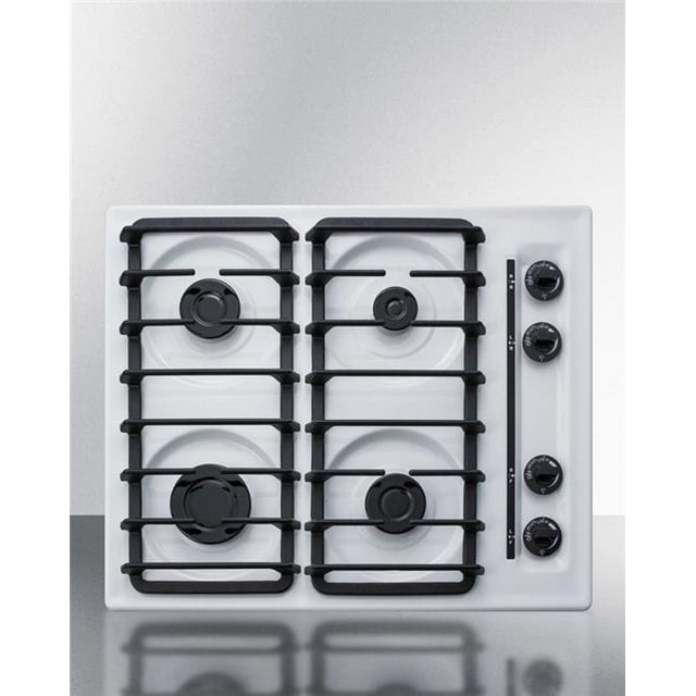 Summit Appliance WTL033S 24 in. Wide 4-Burner Gas Cooktop, White