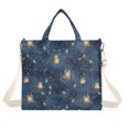 thumbnail image 7 of FORMRS Womens Corduroy Tote Bag Crossbody Shoulder Purse Handbag with Detachable Strap, Blue Firefly Pattern, 7 of 7