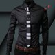 thumbnail image 3 of Am Men Business Style Slim Fit Long Sleeve Dress Shirtpangjing, 3 of 4