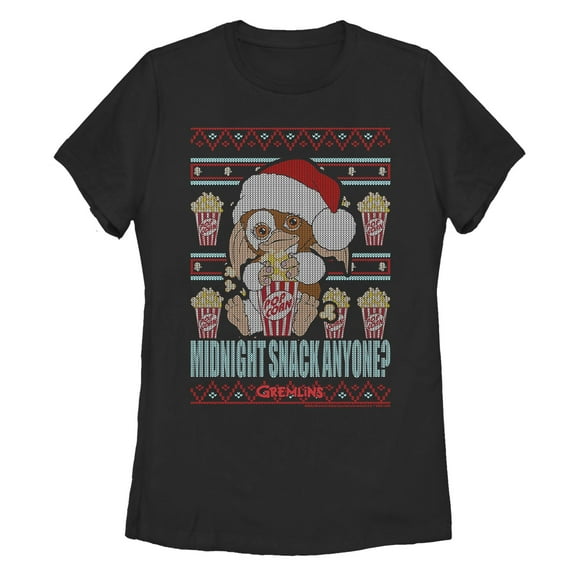 Women's Gremlins Midnight Snack Ugly Christmas Sweater Print Graphic T-Shirt