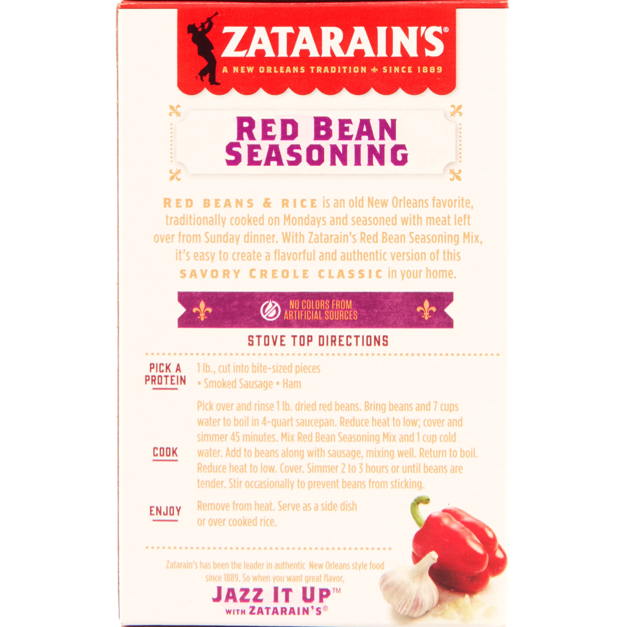 (6 pack) Zatarain's Red Bean Seasoning, 2.4 oz Box