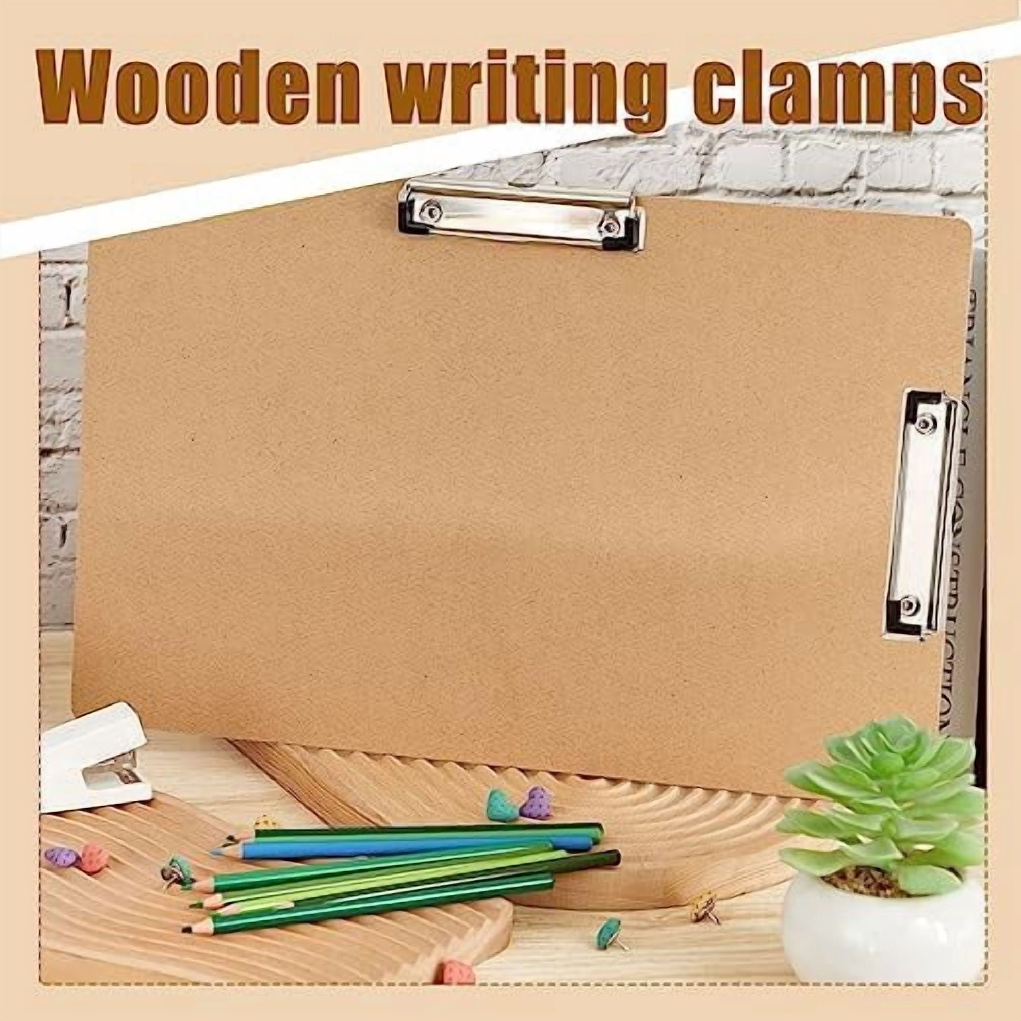 Tekola 16 Pcs 11x17 Clipboard Wooden Lap Board with Low Profile Clip Brown Double Landscape Clip Hardboard Drawing Board Landscape Horizontal Large Clipboard for Desk Paper Sketching Art Supplies