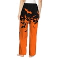 thumbnail image 3 of Goofa Halloween With Black Bats Printed Soft Pajama Pants for Women, Wide Leg Comfy Casual Lounge Yoga Pants-Large, 3 of 9