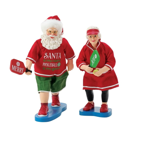 Department 56 Possible Dreams Santa Mrs. Claus Pickleball Season Multicolor Christmas Figurine 10.5in H