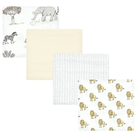 Luvable Friends Hudson Baby Flannel Receiving Blankets 4pk, Wild Safari World