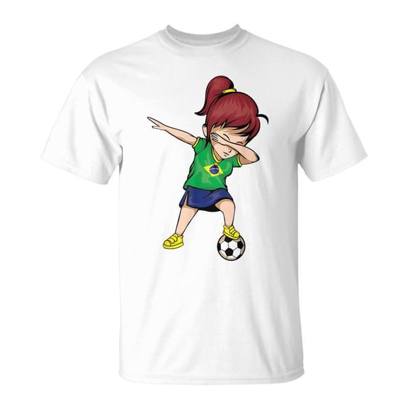 Dabbing Soccer Girl Brazil Brazilian Football Tshirt