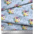 thumbnail image 2 of Soimoi Blue Cotton Jersey Fabric Artistic Leaf & Floral Fabric Prints By Yard 58 Inch Wide, 2 of 3