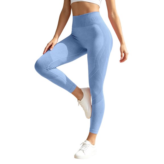 Akiihool Casual Yoga Pants for Women Crossover Yoga Pants for Women with Tummy Control, High-Waisted (Blue,S)
