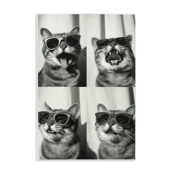 Stupell Industries Photobooth Style Cat Novelty Painting Unframed Art Print Wall Art, 10 x 15