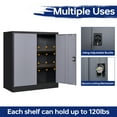 thumbnail image 2 of AUHUP 35" Metal Cabinet with 2 Adjustable Shelves, Home Office Storage Cabinets with Locking Doors, File Cabinet for Warehouse,Garage (Black Gray), 2 of 8