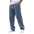thumbnail image 2 of Mfakffe Baggy Jeans for Men Wide Leg Drawstring Elastic Waist Denim Pants Hip Hop Streetwear Casual Summer Jeans with Pockets, 2 of 5