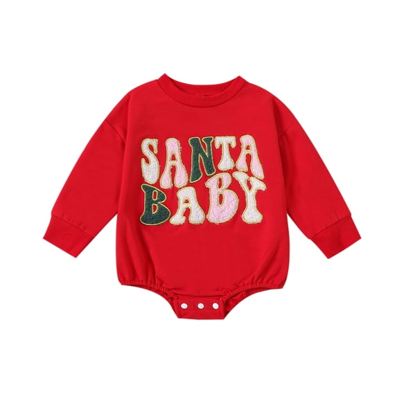 Okbabeha Baby Girl Boy Christmas Outfit My First Christmas Sweater Sweatshirt Shirt Bubble Romper Onesie Santa Clothes