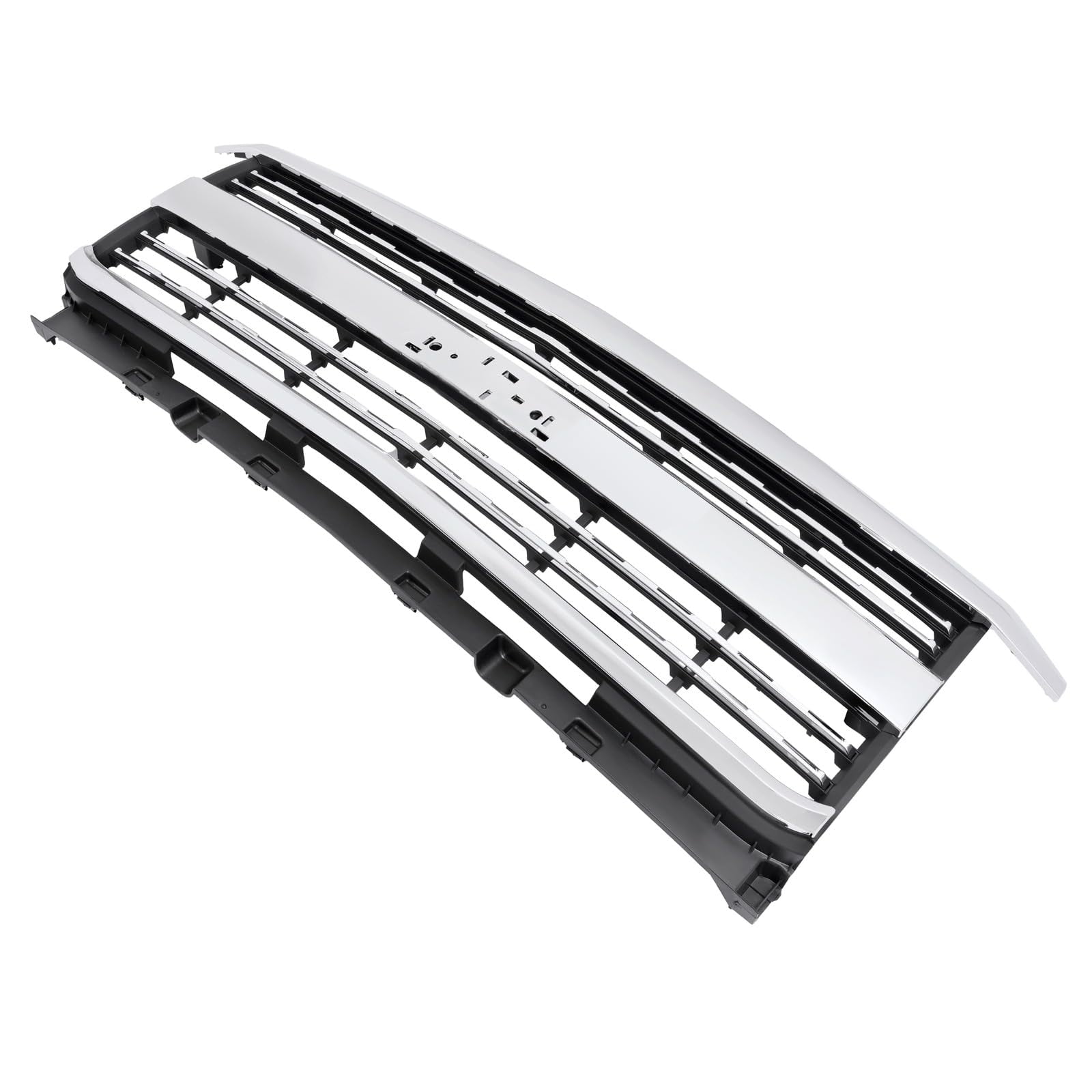 Suitable for Front Upper Grille Grill Compatible with 2015-2019 Chevy Chevrolet Silverado 2500 HD 3500 HD Bumper Upper Hood Grill Replacement for 23335298 Chrome Silvery+Black