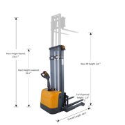 APOLLOLIFT 3300lb with 118 Lift Full Electric Pallet Stacker Straddle Legs and Adjt. Forks
