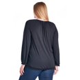 thumbnail image 2 of Christine V Women's Plus Size Long Sleeve Tie Neck Peasant Top - Black Soot - 2X, 2 of 3