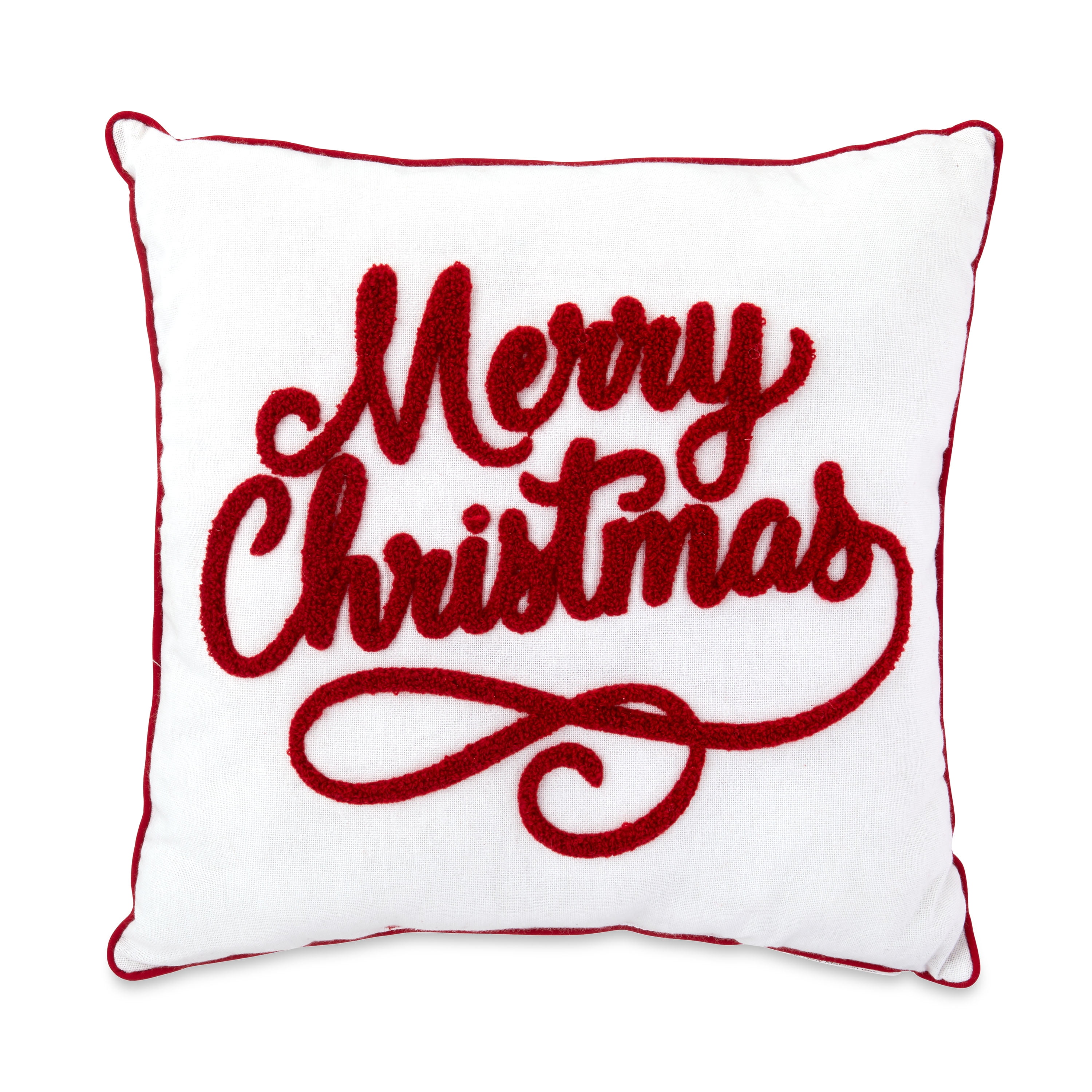 Holiday Time Red Merry Christmas Decorative Pillow, 14"x14" Square