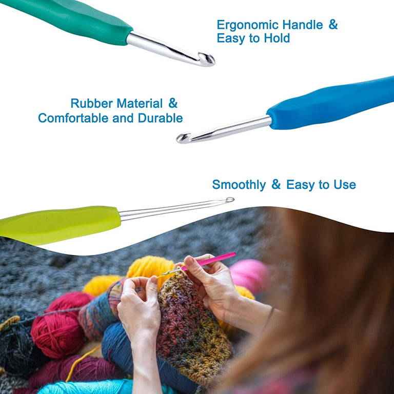 4.5mm Crochet Hooks, Ergonomic Handle Crochet Hooks for Arthritic Hands,  Extra Long Knitting Needles with Stitch Markers DIY Hand Knitting Craft  Tools