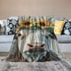 thumbnail image 2 of Manta de franela con diseño de vaca de las tierras altas, con diseño de girasol y flores de vaca para cama, sofá, casa de campo, manta suave con diseño de animales de granja para sala de estar y, 2 of 6
