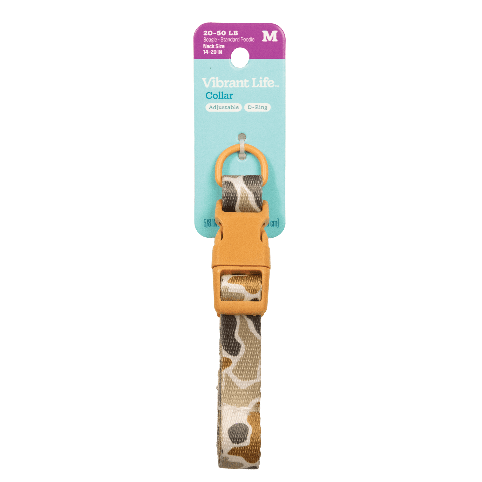 Vibrant Life Polyester Adjustable Dog Collar, Camo, M