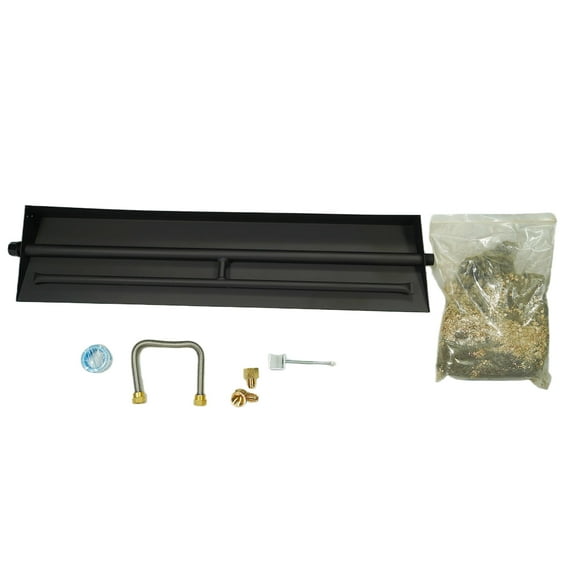 Americangaslogs 15–28 inch Durable Iron Gas Logs Burner Pan with Two-Pipe Vented Design for Indoor or Outdoor Fireplaces (28 Inch Two Pipe)