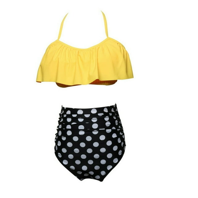 2 Pcs Maillot de Bain Assorti Maman et Moi pour la Famille, Volants, Maillot de Bain pour Femmes, Enfants, Tout-Petits, Bikini, Tenue de Plage, Ensembles