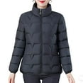 thumbnail image 3 of FRSASU Women's Lightweight Puffer Jacket with Hood Pockets Quilted Padded Loose Full-zip Winter Solid Casual Coat Black, 3 of 6