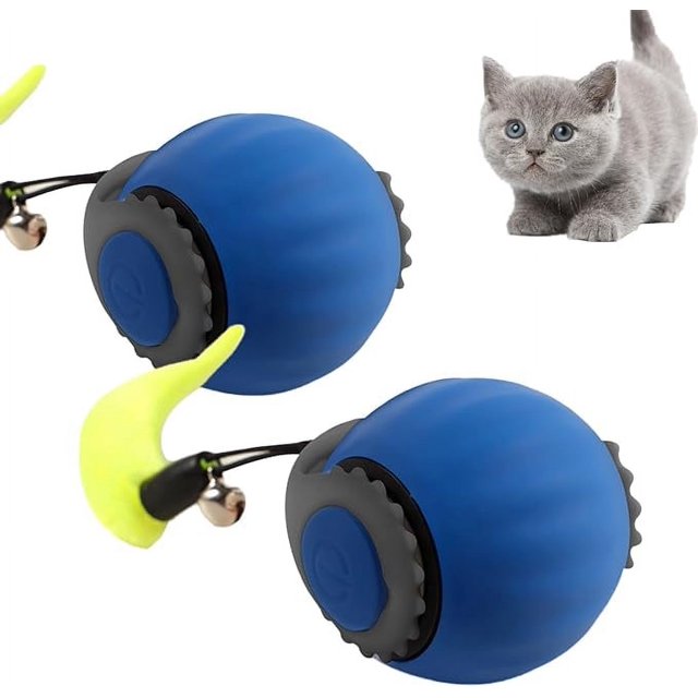 Juguete para gatos Speedy Tail 2.0: nueva pelota interactiva para gatos mejorada, pelota inteligente automática recargable para gatos (azul x 2)