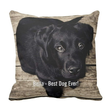 ARTJIA Yellow Custom Black Lab Dog and Name Cute Labrador Pillowcase Cushion Cover 18x18