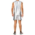 thumbnail image 3 of INSPIRE CHIC Holographic Tank Top and Shorts Set for Men's Party Disco Metallic 2 Pieces Outfits XL Silver, 3 of 5