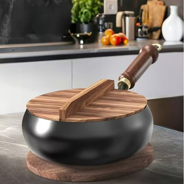 11"/28CM Cast Iron Pan Splash Resistant Design Rust Proof Durable Construction Even Heat Distribution Healthy Cooking Essential for Indoor Outdoor Use Oven Safe